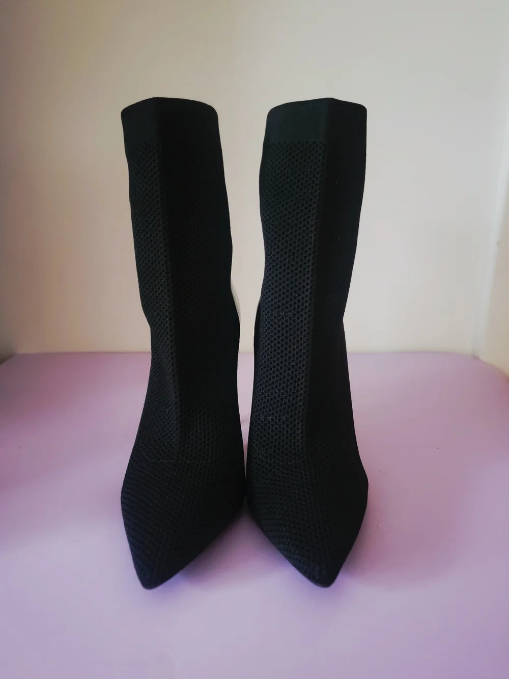 Guess Onegirl Black Knit Pointed Toe Stiletto Sock Booties - Size 7M